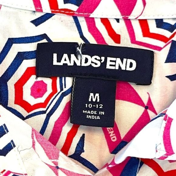 Lands End Women's Multicolor White Beach Umbrella Boyfriend Tunic Medium - Picture 10 of 14